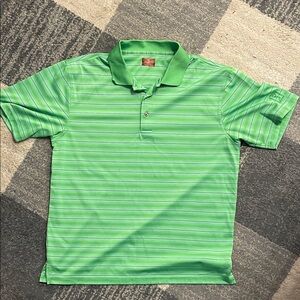 PGA Tour Green Striped Polo Shirt